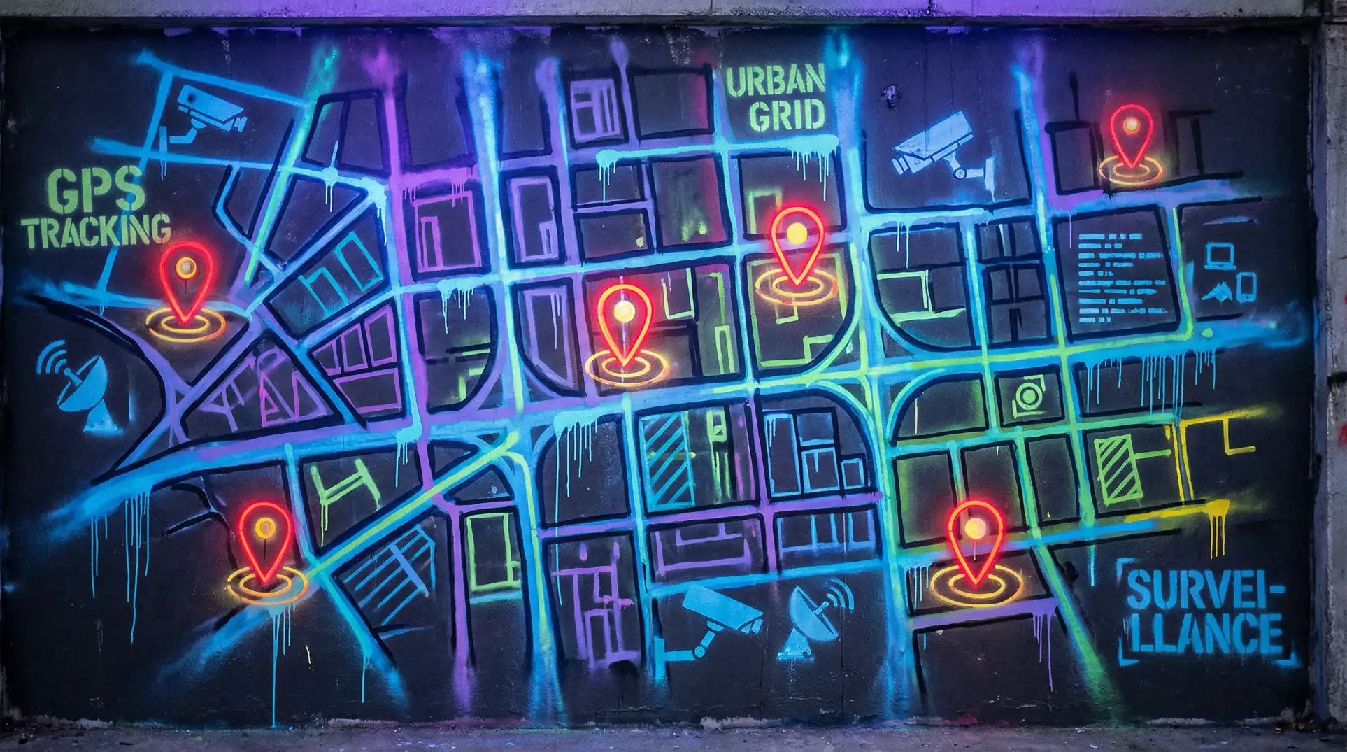名白雅美 狗仔追踪地图 - 城市涂鸦风格